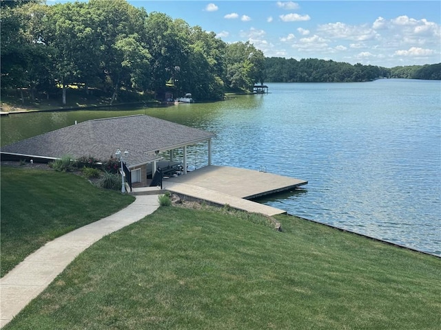 2928 Lakewood Dr, Vandalia, IL 62471 - dock with a water view and a yard