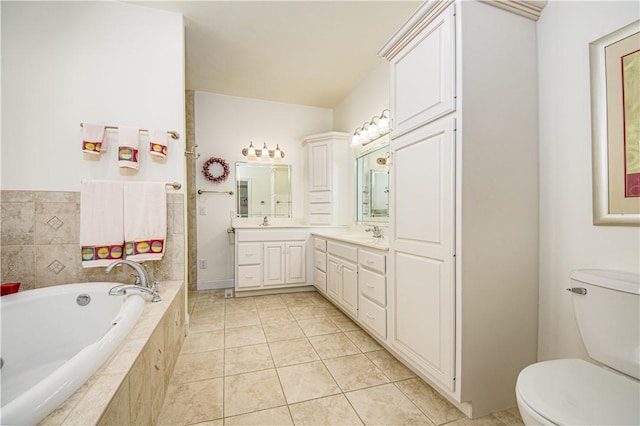 2928 Lakewood Dr, Vandalia, IL 62471 - bathroom with vanity, a bath, and tile patterned floors