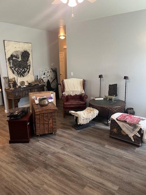 609 W Clinton Ave, Effingham, IL 62401 - living area with wood finished floors and a ceiling fan