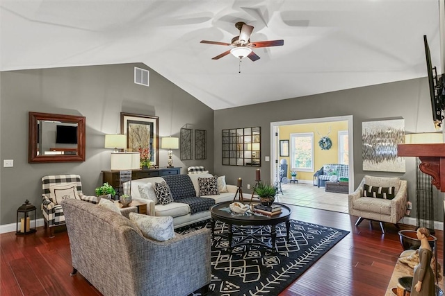 707 W Coolidge Ave, Charleston, IL 61920 - living room with vaulted ceiling, hardwood / wood-style floors, and ceiling fan