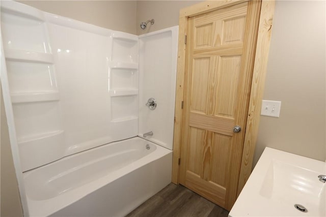 2805 Commercial Ave, Mattoon, IL 61938 - bathroom with wood finished floors,  shower combination, and vanity