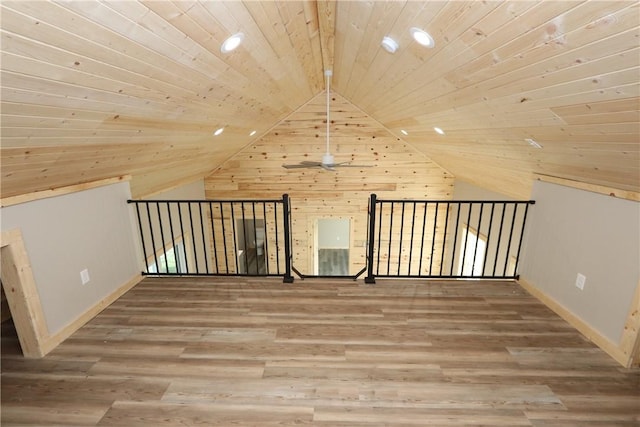 2805 Commercial Ave, Mattoon, IL 61938 - additional living space featuring wood ceiling, vaulted ceiling, wood finished floors, recessed lighting, and a ceiling fan