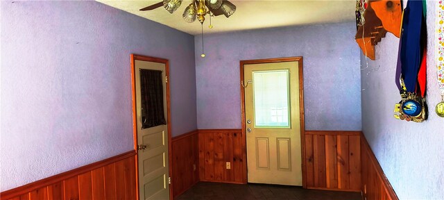 interior space with wood walls