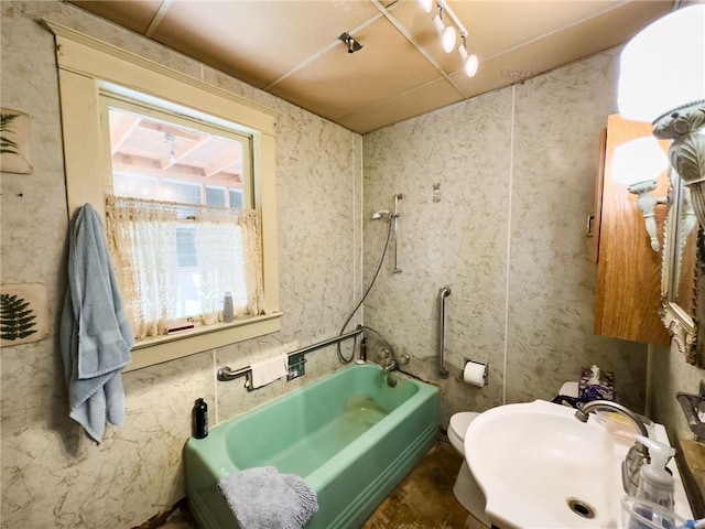 1625 Archer Ave, Marshall, IL 62441 - bathroom with a sink, washtub / shower combination, and toilet