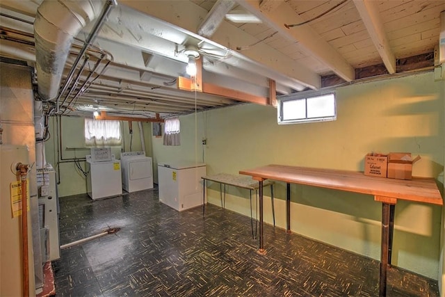 basement with independent washer and dryer