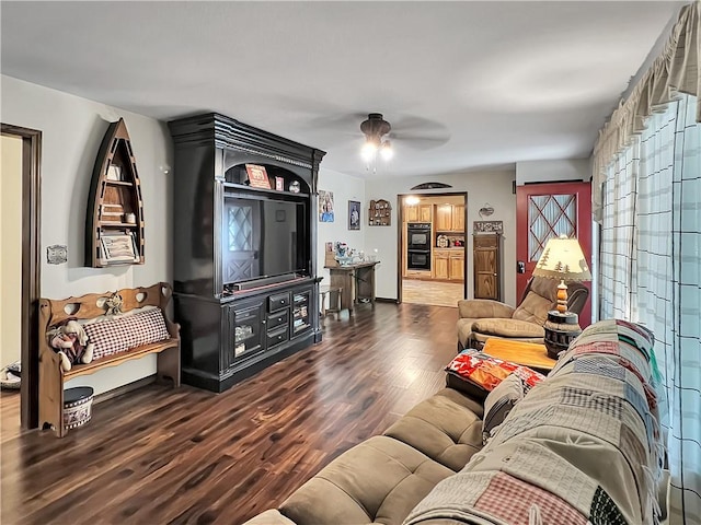 2321 Shelby Ave, Mattoon, IL 61938 - living room featuring wood finished floors and a ceiling fan