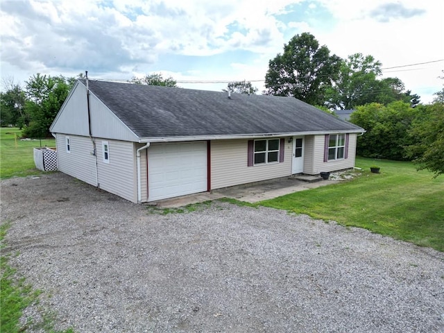 16 Franklin Rd, Bismarck, IL 61814 - single story home with roof with shingles, a front lawn, and gravel driveway