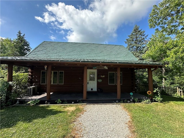 315 W Autumn Dr, Oakwood, IL 61858 - log home featuring log siding and covered porch