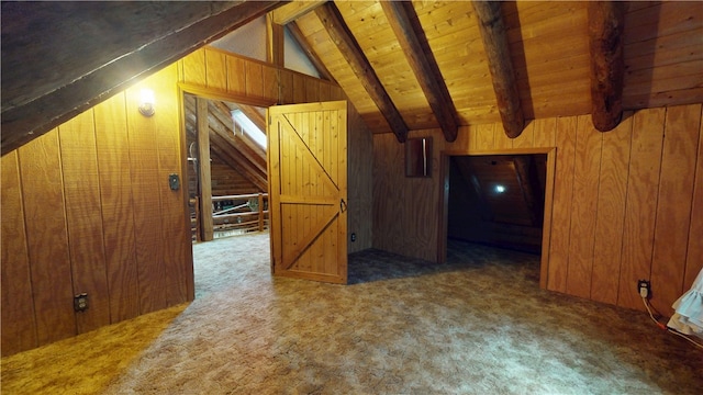 315 W Autumn Dr, Oakwood, IL 61858 - additional living space featuring wooden walls, carpet floors, and wood ceiling