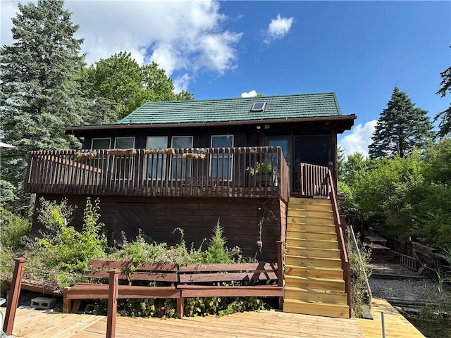 315 W Autumn Dr, Oakwood, IL 61858 - back of house featuring a wooden deck and stairway