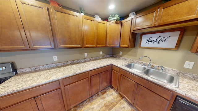 202 Lakeview Dr, Catlin, IL 61817 - kitchen with black dishwasher, light countertops, and brown cabinets