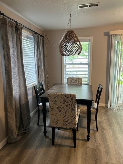 3221 E Lake Paradise Rd, Mattoon, IL 61938 - dining space with wood finished floors, plenty of natural light, and a textured ceiling