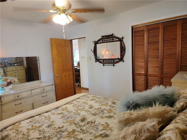 517 W Union St, Nokomis, IL 62075 - bedroom featuring a closet and ceiling fan