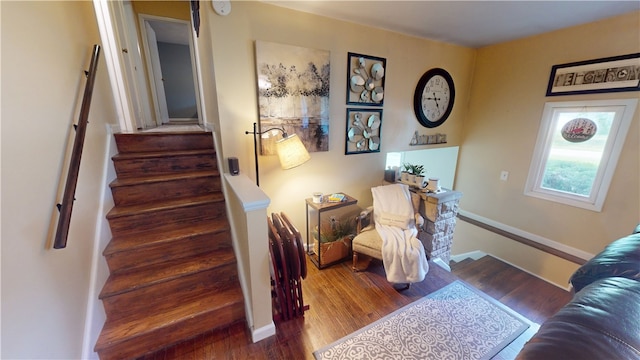 602 Maple Dr, Catlin, IL 61817 - staircase with wood finished floors and baseboards