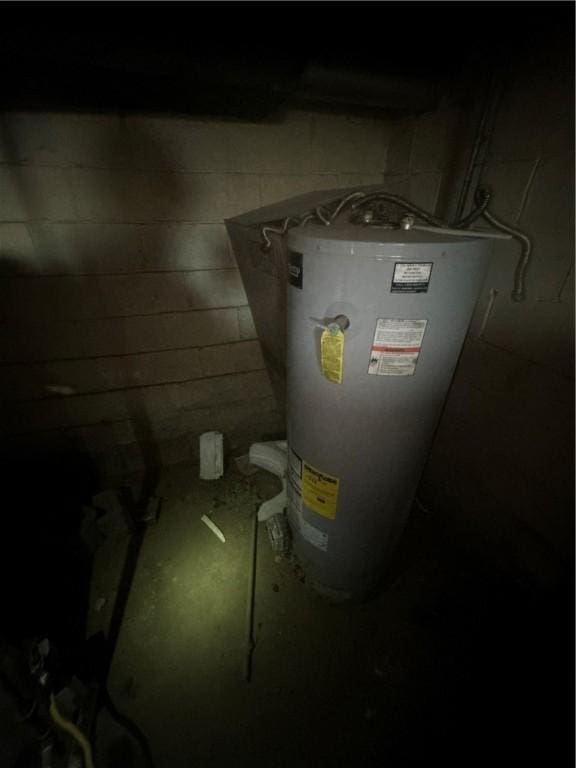 utility room featuring water heater