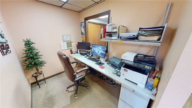 home office with a drop ceiling