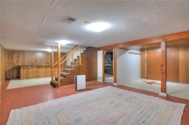 325 S Durfee St, Warrensburg, IL 62573 - finished below grade area with wooden walls and stairs