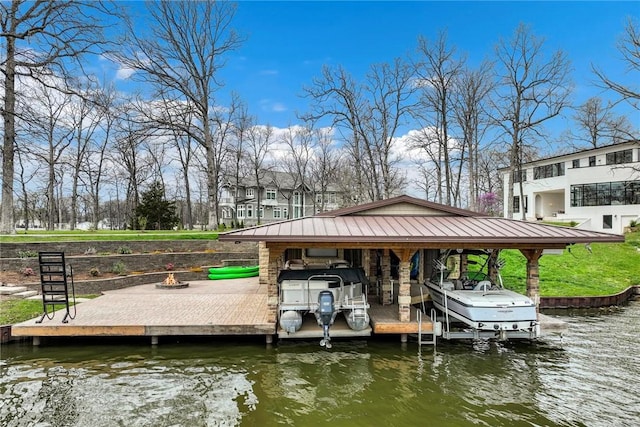 9219 E Best Ct, Effingham, IL 62401 - dock featuring a water view and boat lift