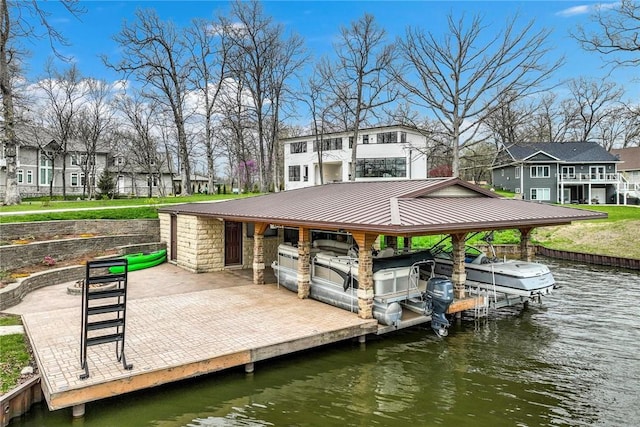 9219 E Best Ct, Effingham, IL 62401 - dock area with a residential view, a water view, and boat lift