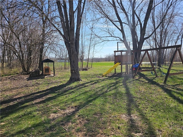 view of yard with a playground