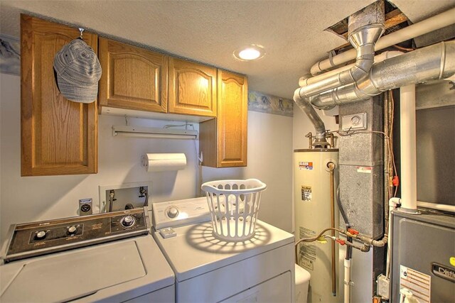 1065 S Wildwood Dr, Mt Zion, IL 62549 - laundry area with washer and clothes dryer, gas water heater, cabinet space, heating unit, and recessed lighting