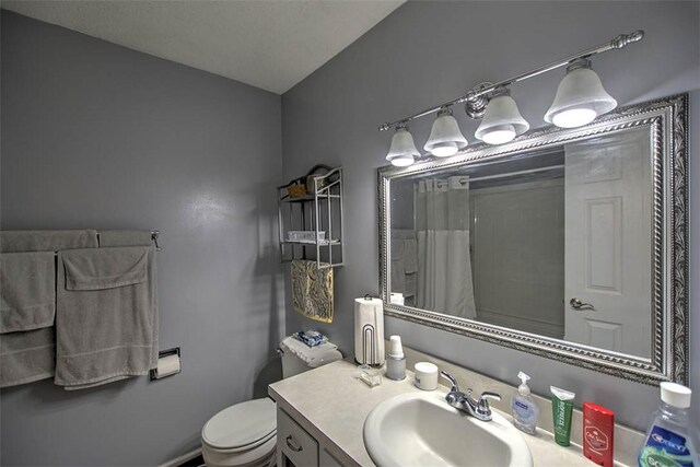 1065 S Wildwood Dr, Mt Zion, IL 62549 - bathroom with vanity, curtained shower, and lofted ceiling
