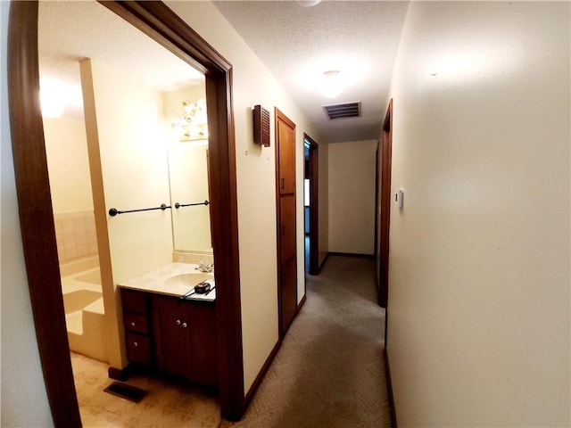803 S Lafayette St, Newton, IL 62448 - hallway featuring a sink and light colored carpet