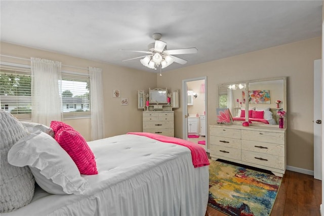 101 Willow Dr, Farina, IL 62838 - bedroom featuring wood finished floors, a ceiling fan, and ensuite bathroom