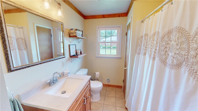 2251 W Stone Bluff Rd, Covington, IN 47932 - full bath with vanity, tile patterned floors, and curtained shower
