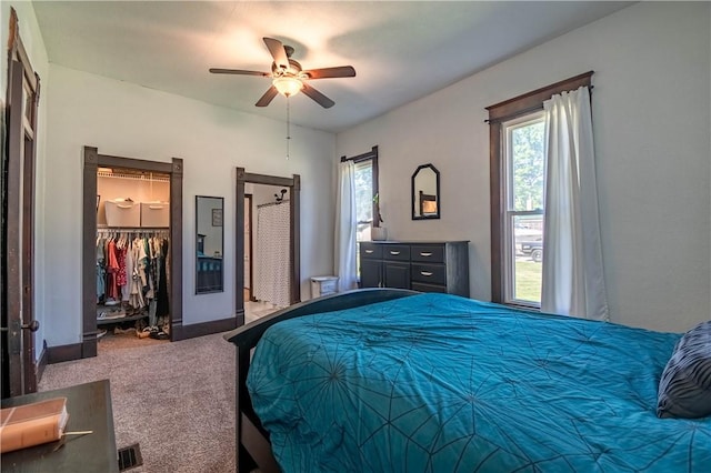 503 W Harrison St, Sullivan, IL 61951 - carpeted bedroom featuring a walk in closet, a ceiling fan, and a closet