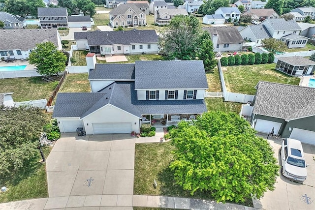 737 Phillip Cir, Forsyth, IL 62535 - aerial view of residential area with a pool