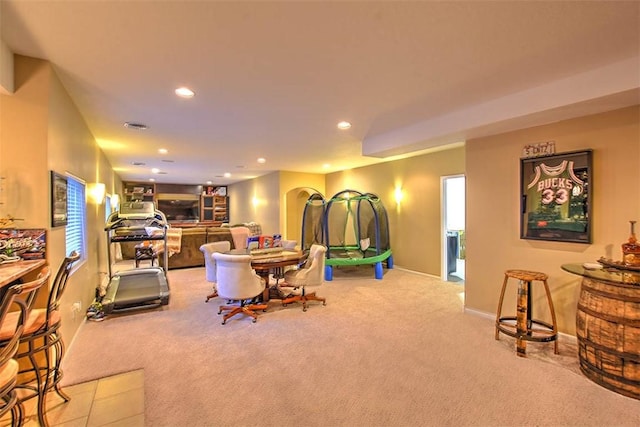 view of carpeted dining room