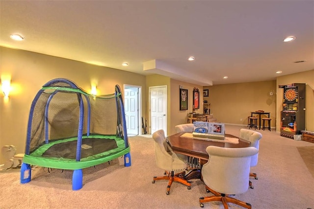 dining room with carpet flooring