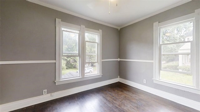 437 Powers Ln, Decatur, IL 62522 - spare room with dark wood-style floors and crown molding