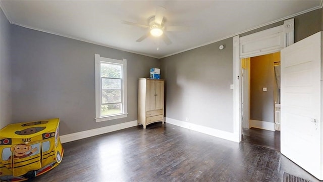 437 Powers Ln, Decatur, IL 62522 - unfurnished room featuring wood finished floors, a ceiling fan, and ornamental molding
