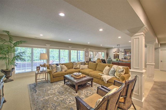 4140 S Lake Ct, Decatur, IL 62521 - living area with ornate columns and recessed lighting