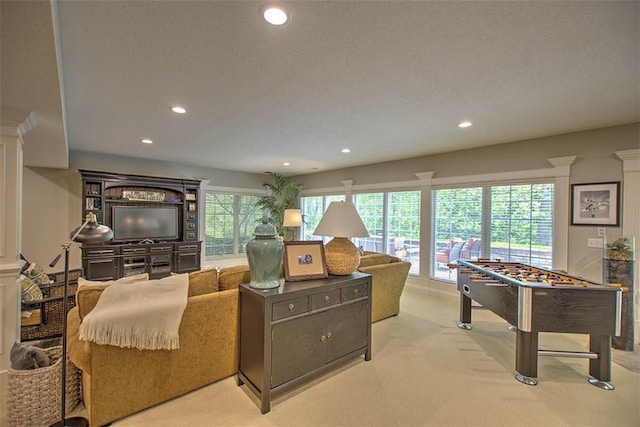 4140 S Lake Ct, Decatur, IL 62521 - living room featuring carpet floors and recessed lighting