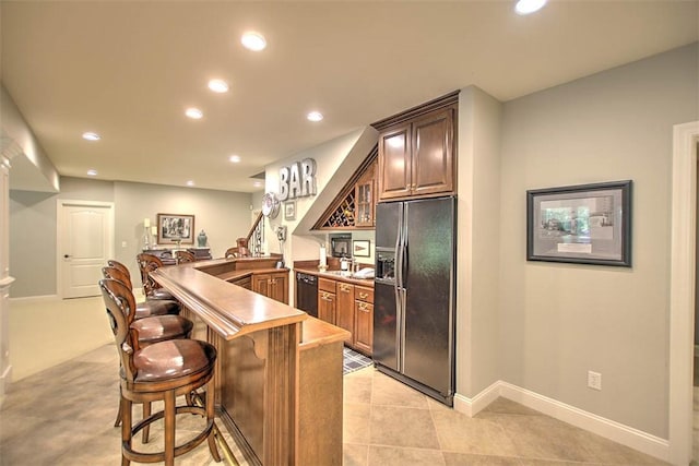 4140 S Lake Ct, Decatur, IL 62521 - bar featuring black appliances, recessed lighting, and indoor wet bar