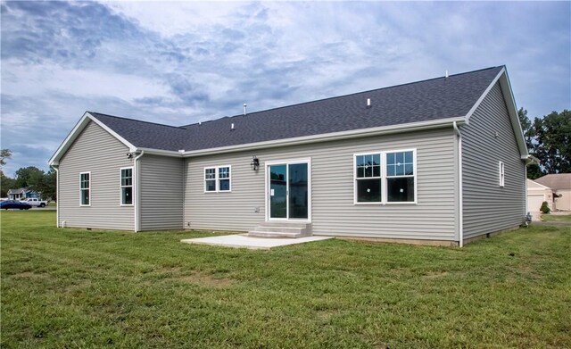 3812 Sonny Ln, Danville, IL 61832 - back of property featuring entry steps, a yard, and a shingled roof