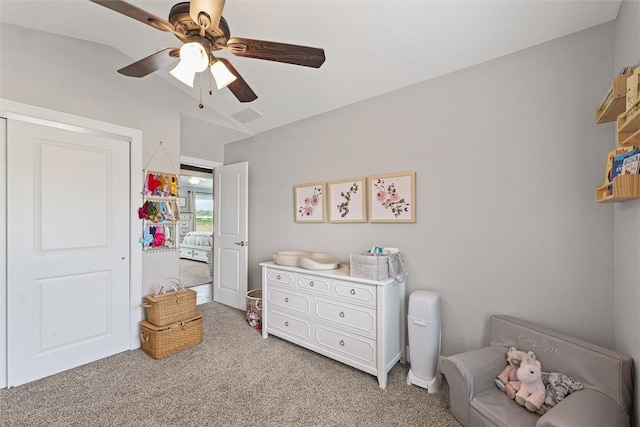 1121 Meadow Brook Ct, Mattoon, IL 61938 - bedroom with light carpet and ceiling fan
