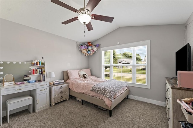 1121 Meadow Brook Ct, Mattoon, IL 61938 - bedroom featuring lofted ceiling, light carpet, and a ceiling fan