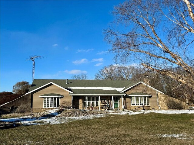 view of snow covered property