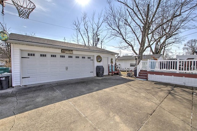 view of detached garage