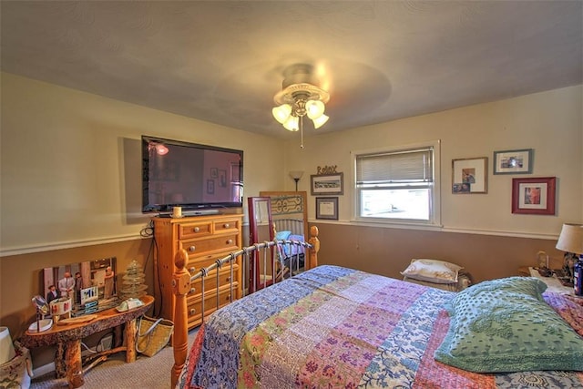 bedroom with carpet floors and ceiling fan