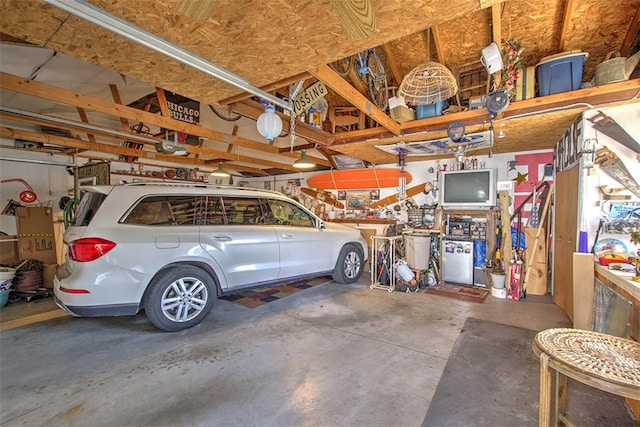 garage with a garage door opener