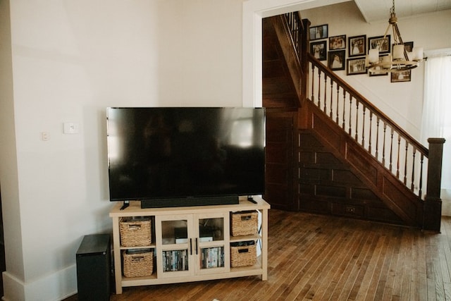 403 Maple St, Marshall, IL 62441 - living area with hardwood / wood-style flooring and stairs