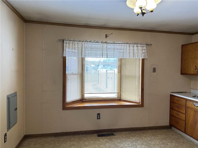 interior space featuring ornamental molding