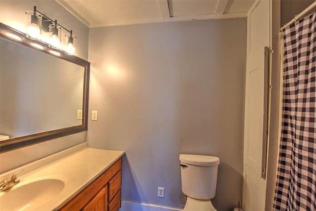 bathroom featuring vanity and walk in shower