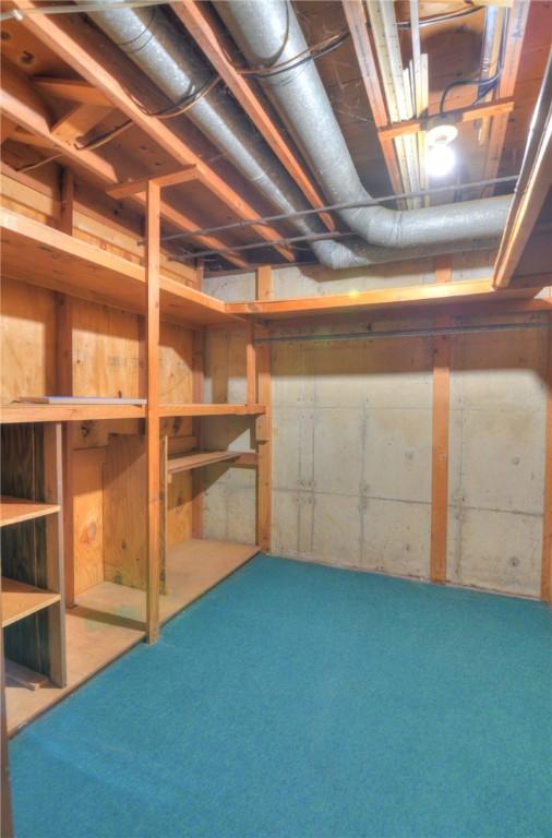 635 E N St, Warrensburg, IL 62573 - unfinished basement featuring carpet flooring