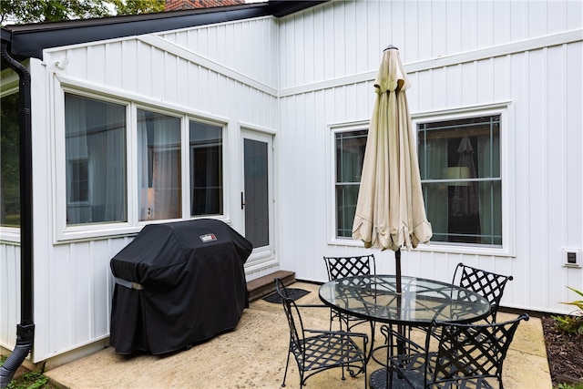 view of patio with a grill